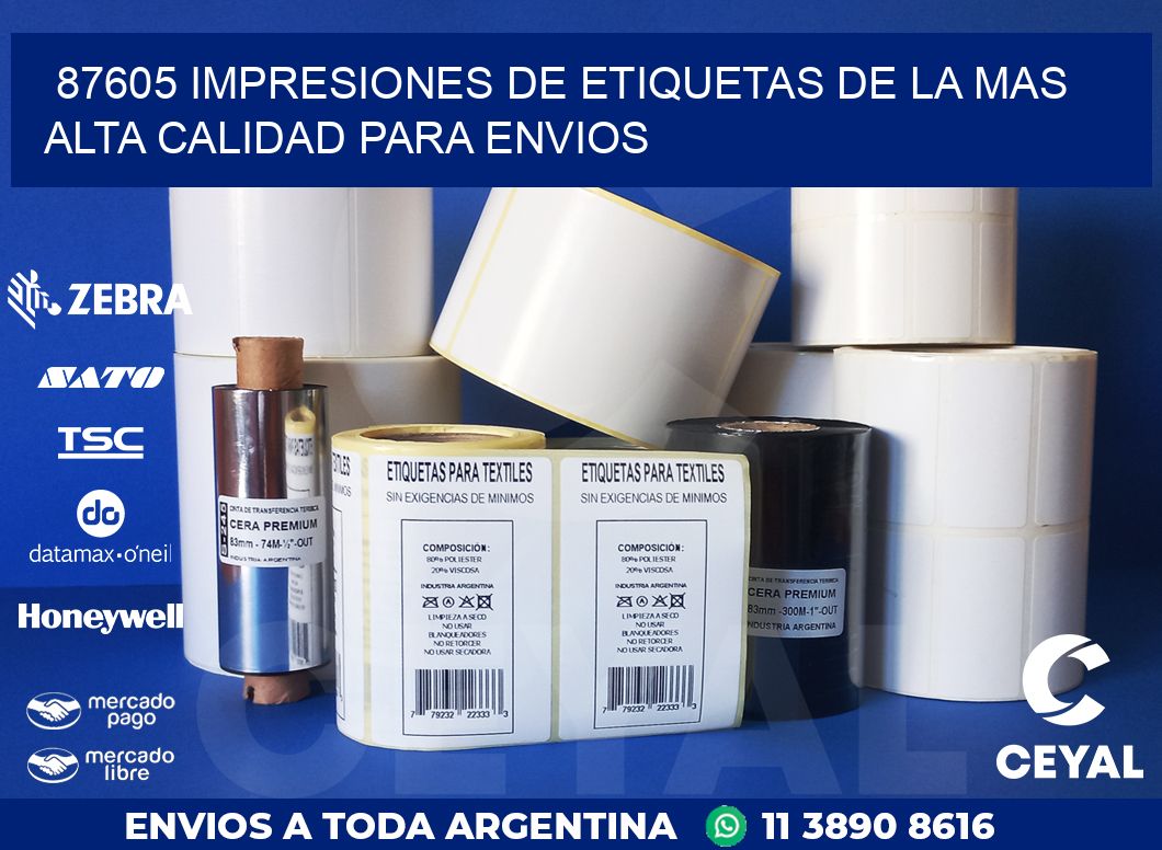 87605 IMPRESIONES DE ETIQUETAS DE LA MAS ALTA CALIDAD PARA ENVIOS