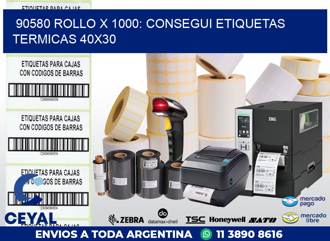 90580 ROLLO X 1000: CONSEGUI ETIQUETAS TERMICAS 40X30