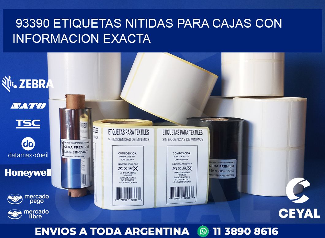 93390 ETIQUETAS NITIDAS PARA CAJAS CON INFORMACION EXACTA
