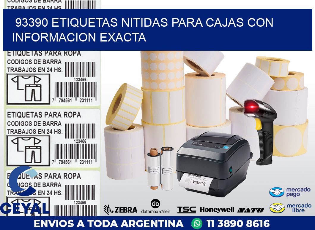 93390 ETIQUETAS NITIDAS PARA CAJAS CON INFORMACION EXACTA