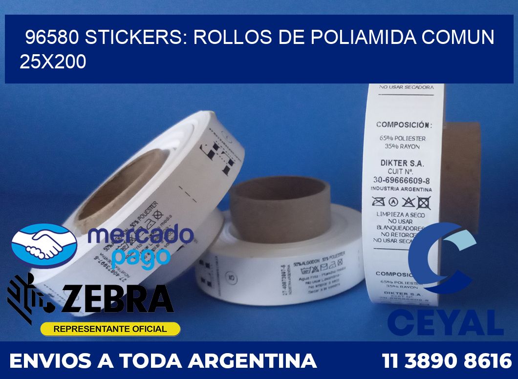 96580 STICKERS: ROLLOS DE POLIAMIDA COMUN 25X200
