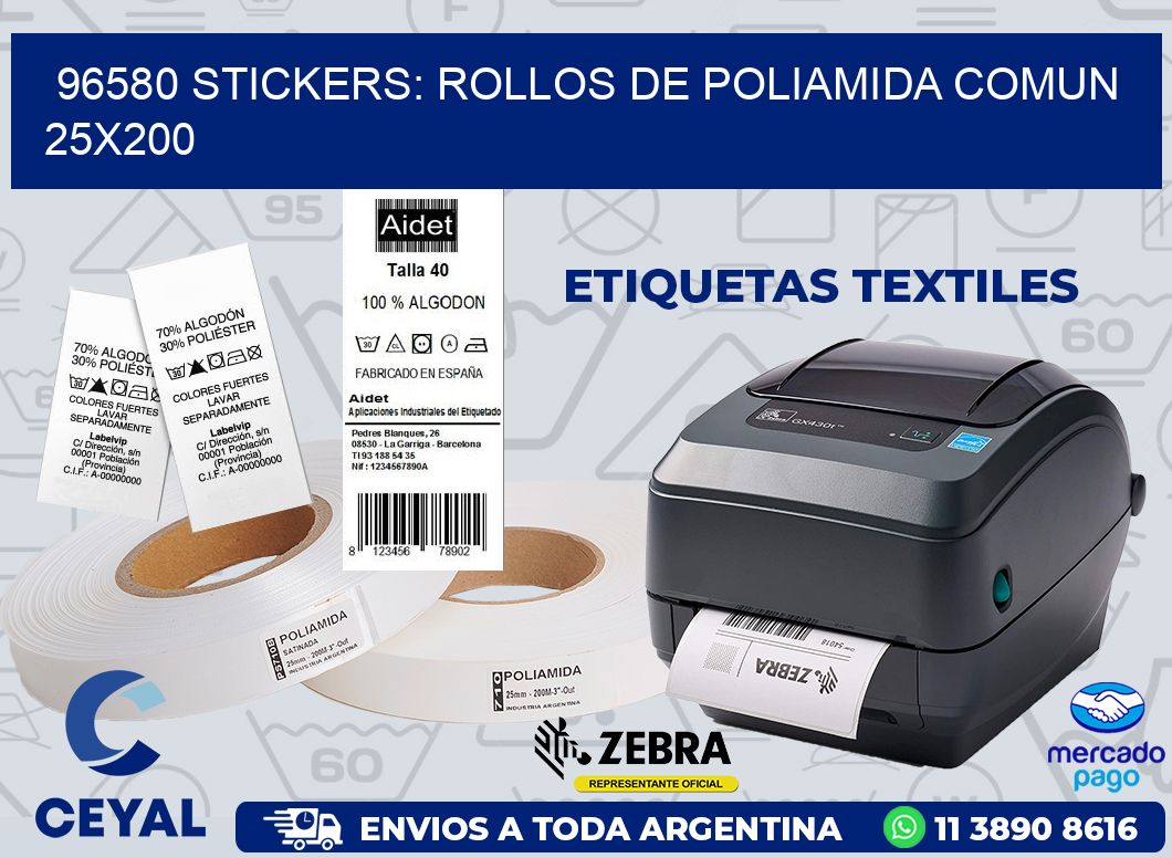 96580 STICKERS: ROLLOS DE POLIAMIDA COMUN 25X200