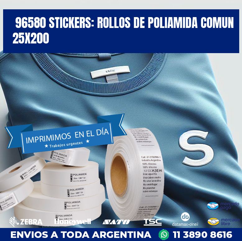 96580 STICKERS: ROLLOS DE POLIAMIDA COMUN 25X200