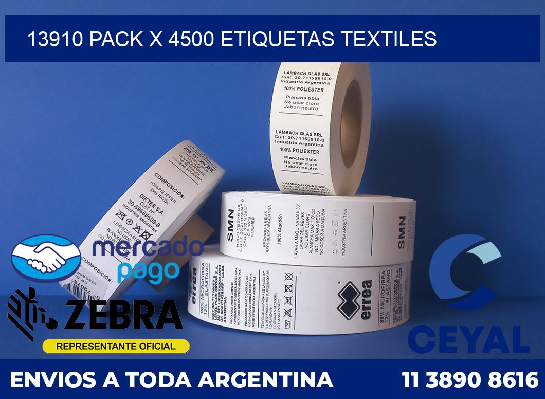 13910 PACK X 4500 ETIQUETAS TEXTILES