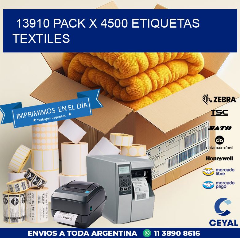 13910 PACK X 4500 ETIQUETAS TEXTILES