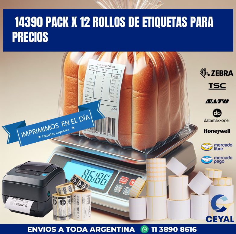 14390 PACK X 12 ROLLOS DE ETIQUETAS PARA PRECIOS