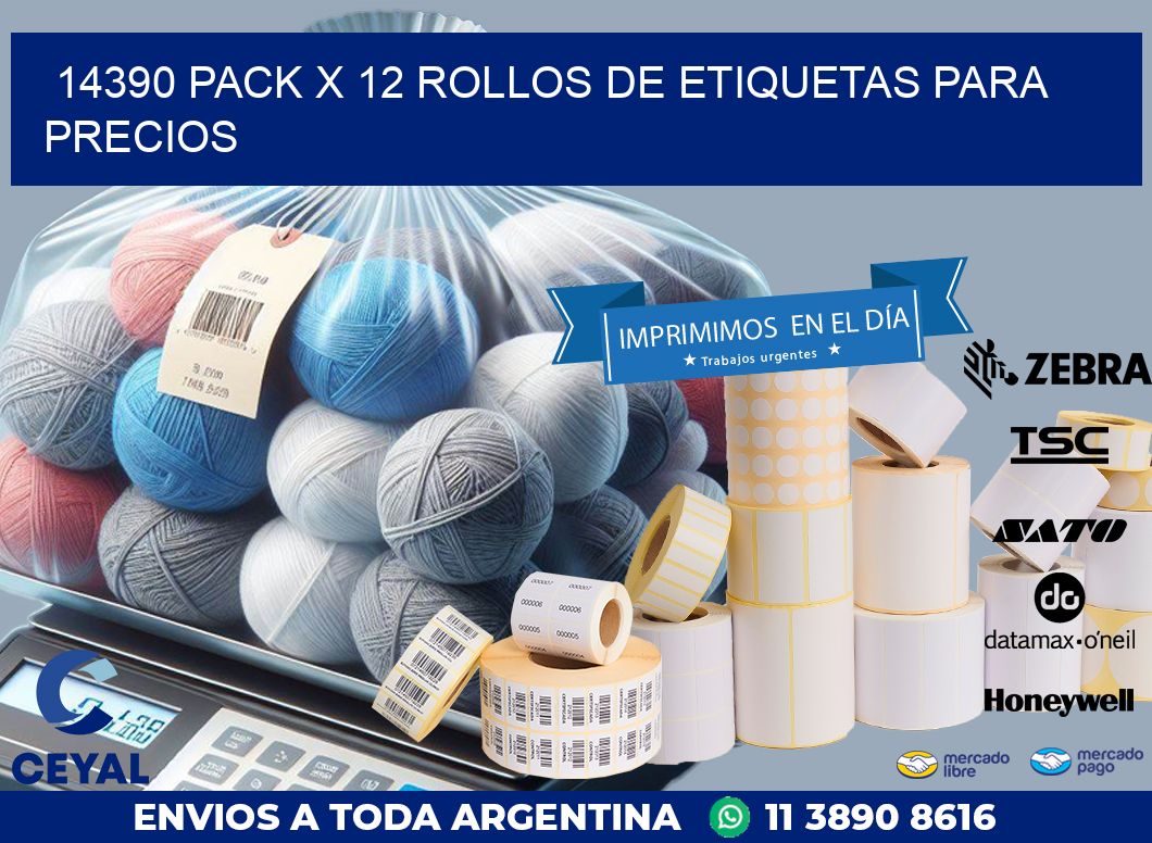 14390 PACK X 12 ROLLOS DE ETIQUETAS PARA PRECIOS