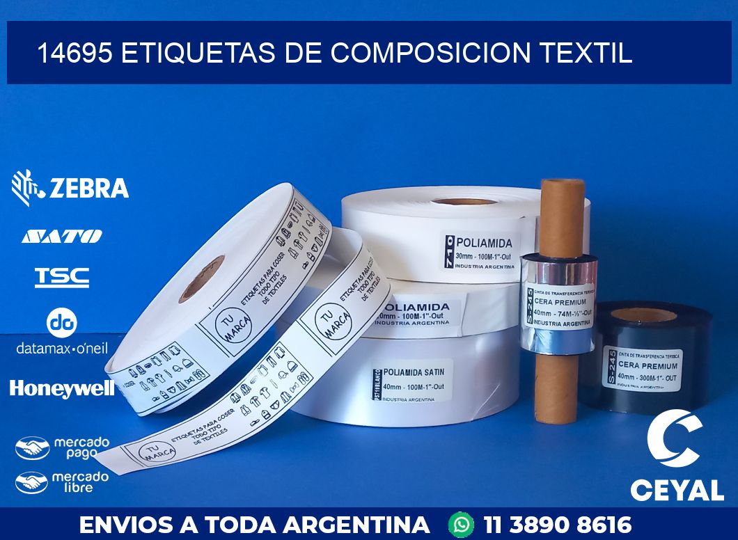 14695 ETIQUETAS DE COMPOSICION TEXTIL