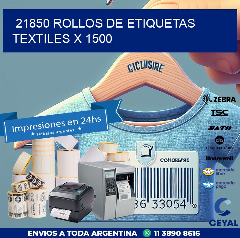 21850 ROLLOS DE ETIQUETAS TEXTILES X 1500