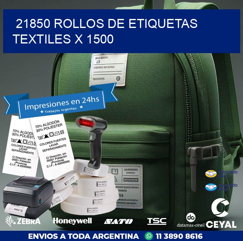 21850 ROLLOS DE ETIQUETAS TEXTILES X 1500