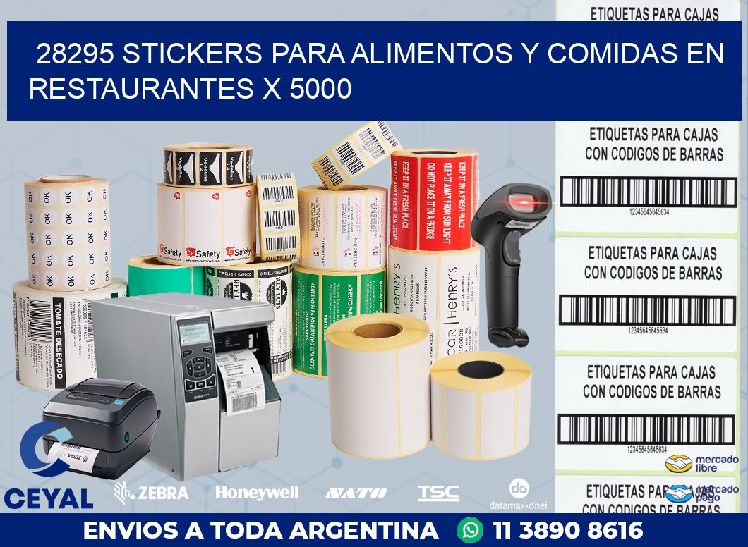 28295 STICKERS PARA ALIMENTOS Y COMIDAS EN RESTAURANTES X 5000