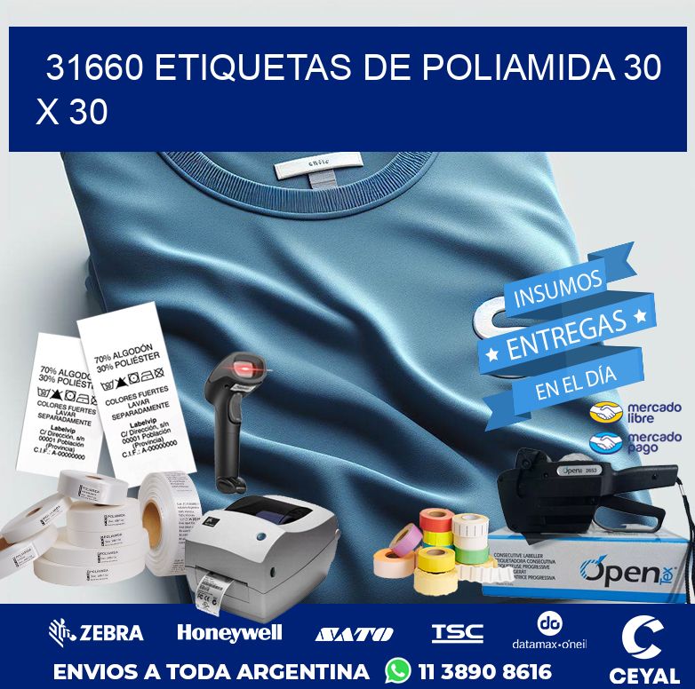 31660 ETIQUETAS DE POLIAMIDA 30 X 30