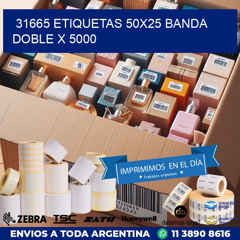 31665 ETIQUETAS 50X25 BANDA DOBLE X 5000
