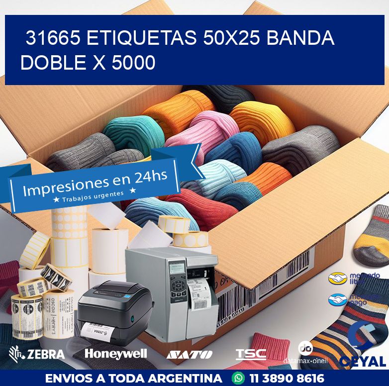 31665 ETIQUETAS 50X25 BANDA DOBLE X 5000