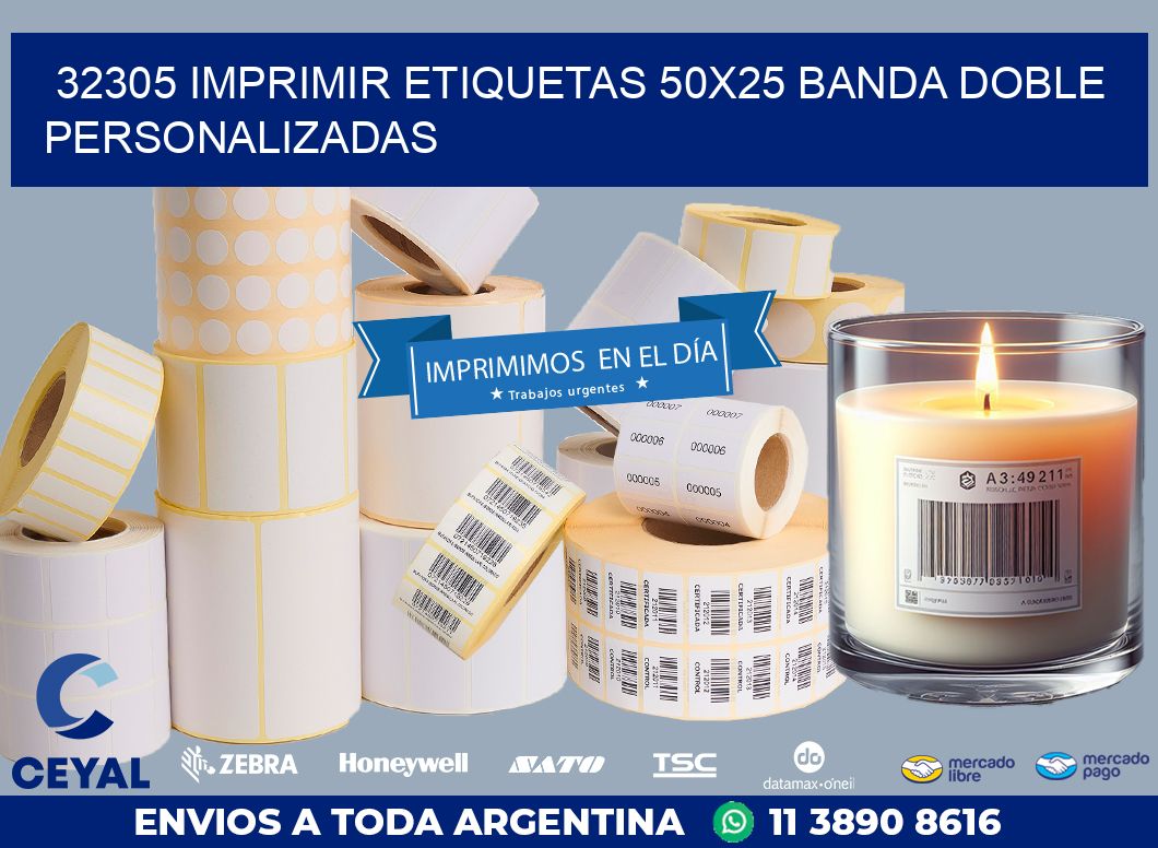 32305 IMPRIMIR ETIQUETAS 50X25 BANDA DOBLE PERSONALIZADAS