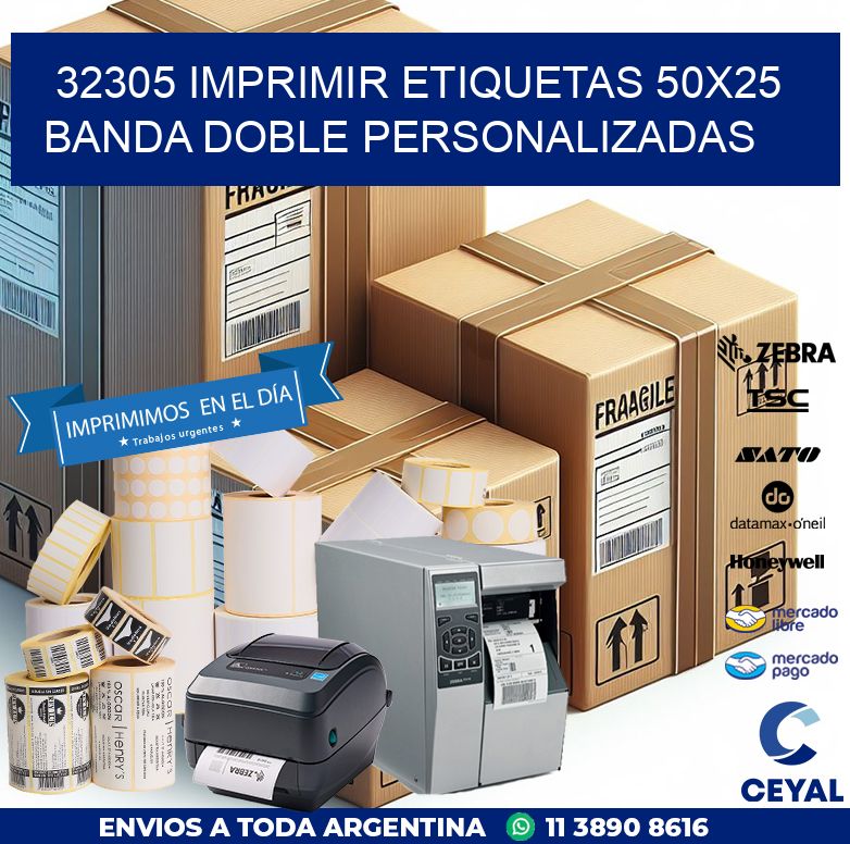 32305 IMPRIMIR ETIQUETAS 50X25 BANDA DOBLE PERSONALIZADAS