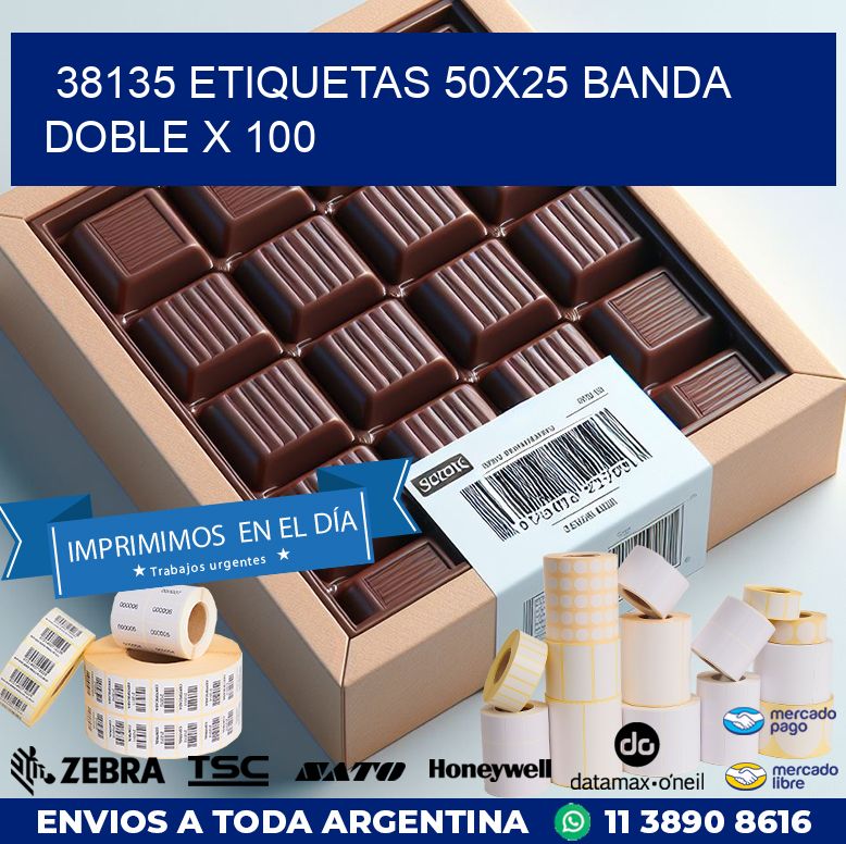 38135 ETIQUETAS 50X25 BANDA DOBLE X 100