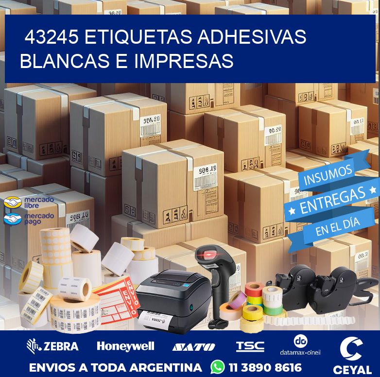 43245 ETIQUETAS ADHESIVAS BLANCAS E IMPRESAS
