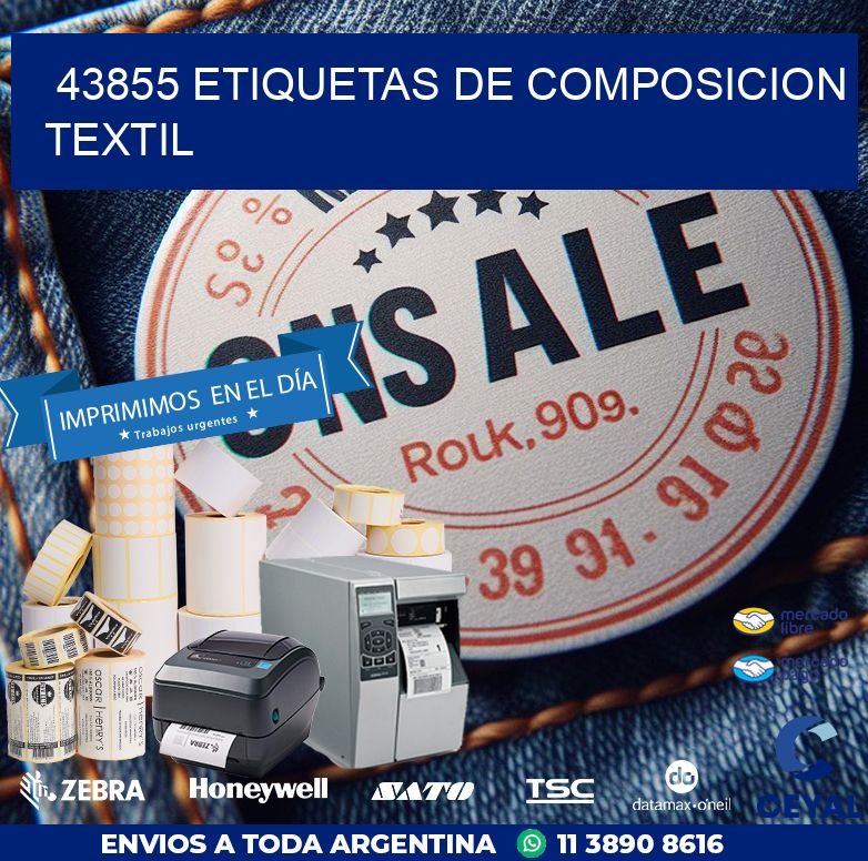 43855 ETIQUETAS DE COMPOSICION TEXTIL