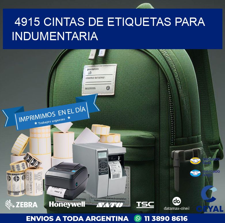 4915 CINTAS DE ETIQUETAS PARA INDUMENTARIA