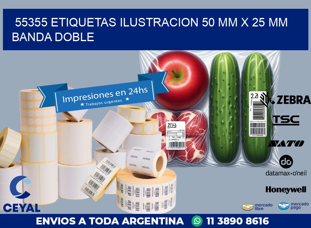55355 ETIQUETAS ILUSTRACION 50 MM X 25 MM BANDA DOBLE