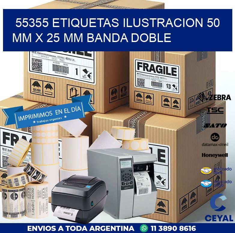 55355 ETIQUETAS ILUSTRACION 50 MM X 25 MM BANDA DOBLE
