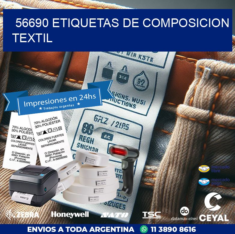 56690 ETIQUETAS DE COMPOSICION TEXTIL