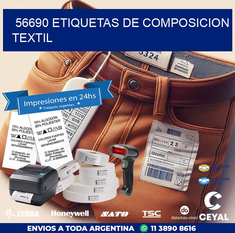 56690 ETIQUETAS DE COMPOSICION TEXTIL