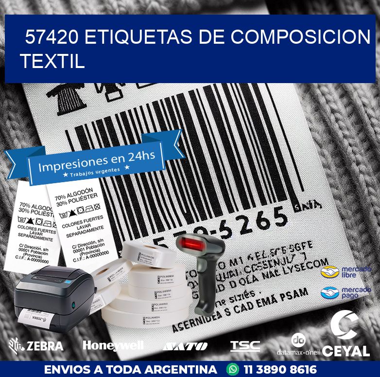 57420 ETIQUETAS DE COMPOSICION TEXTIL