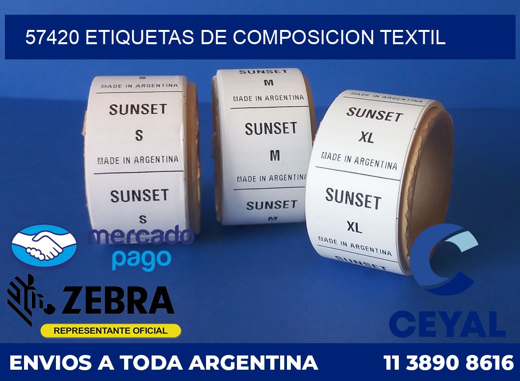 57420 ETIQUETAS DE COMPOSICION TEXTIL