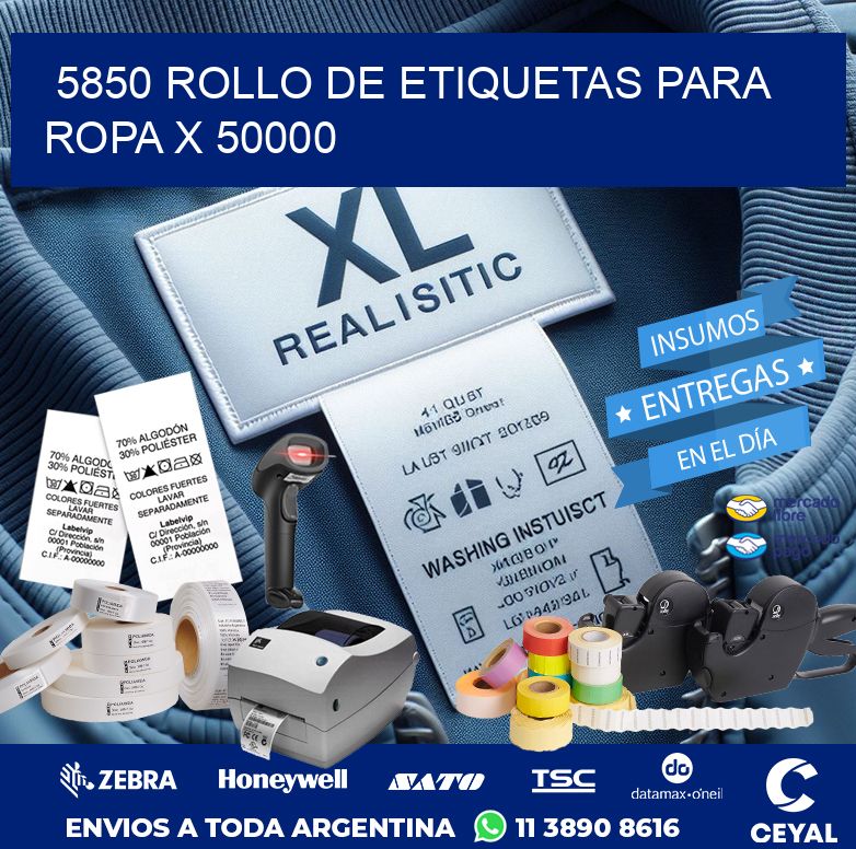 5850 ROLLO DE ETIQUETAS PARA ROPA X 50000