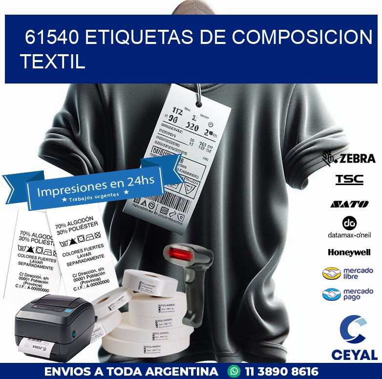 61540 ETIQUETAS DE COMPOSICION TEXTIL