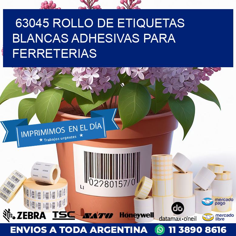 63045 ROLLO DE ETIQUETAS BLANCAS ADHESIVAS PARA FERRETERIAS