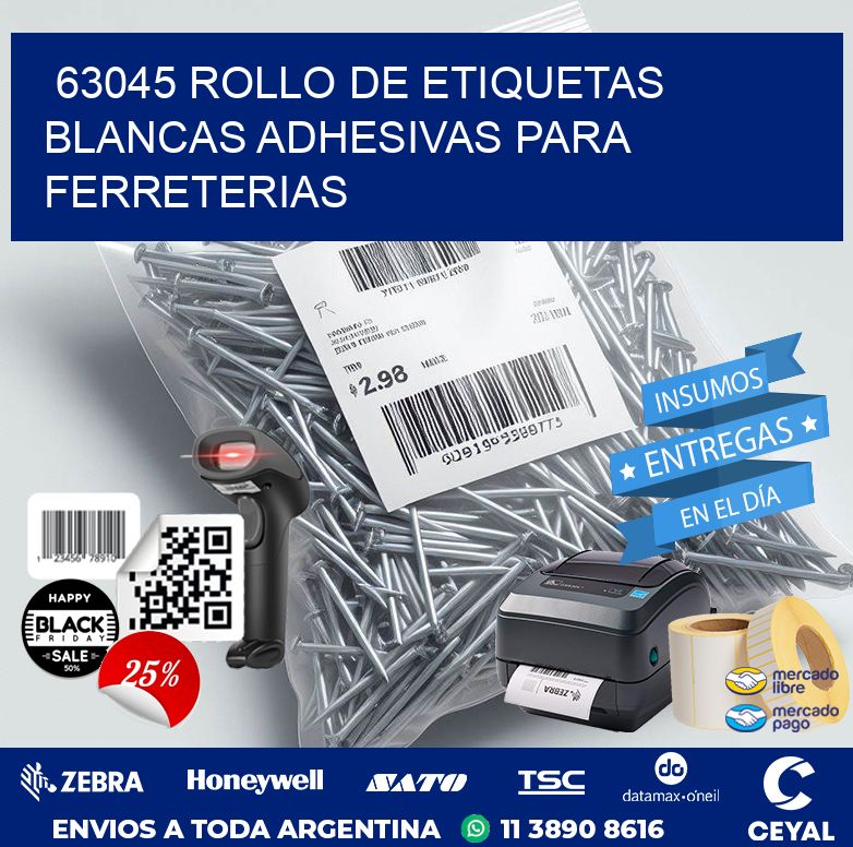 63045 ROLLO DE ETIQUETAS BLANCAS ADHESIVAS PARA FERRETERIAS