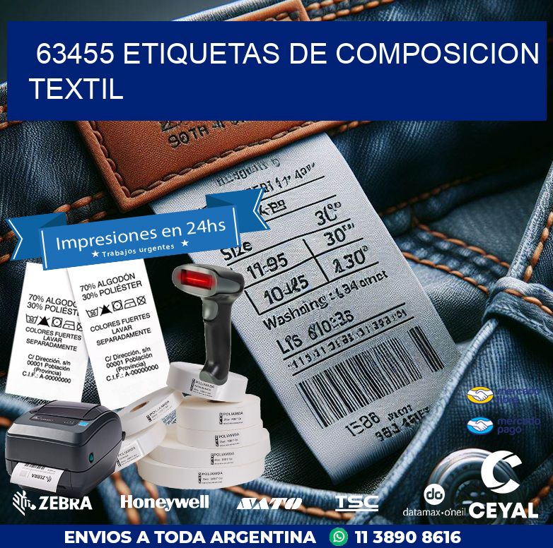63455 ETIQUETAS DE COMPOSICION TEXTIL