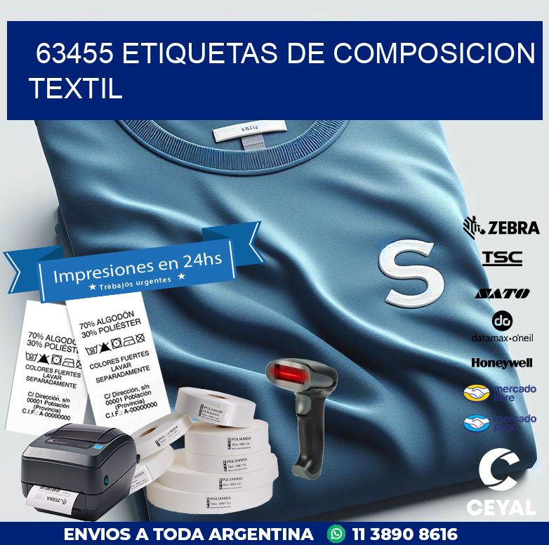 63455 ETIQUETAS DE COMPOSICION TEXTIL