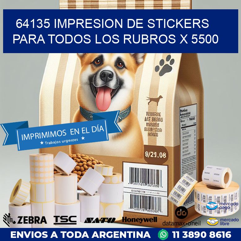 64135 IMPRESION DE STICKERS PARA TODOS LOS RUBROS X 5500