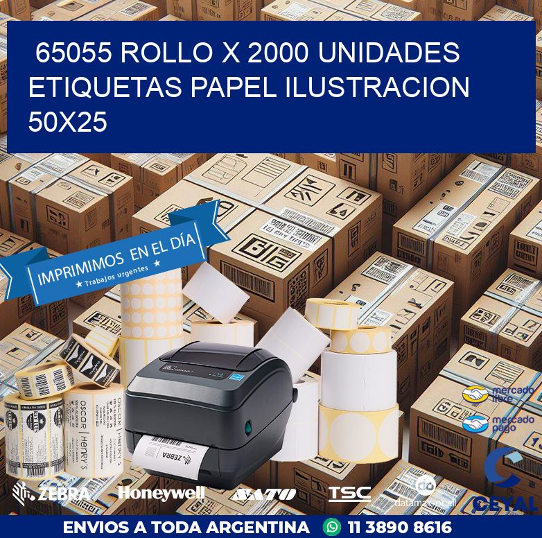 65055 ROLLO X 2000 UNIDADES ETIQUETAS PAPEL ILUSTRACION 50X25