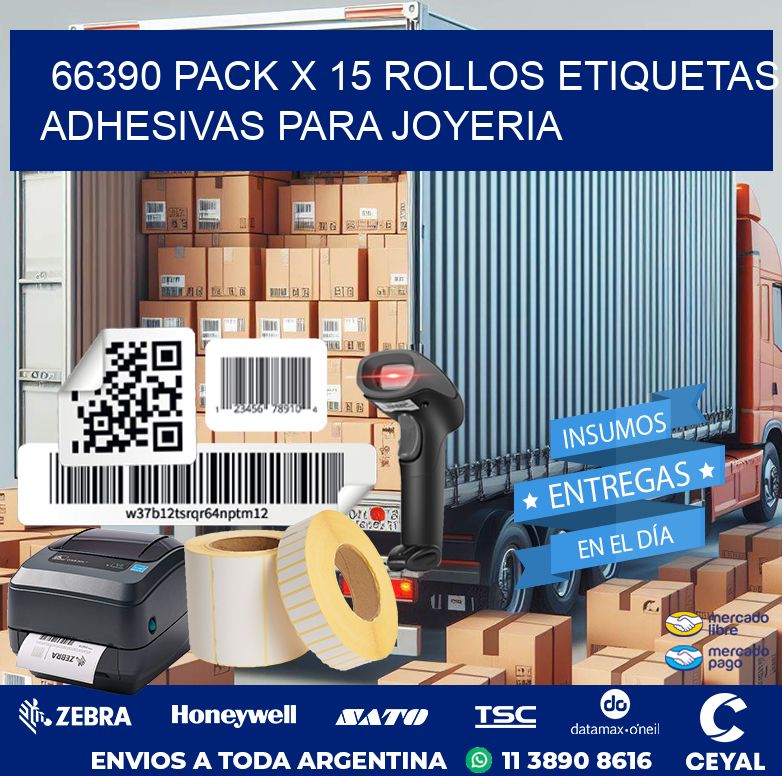 66390 PACK X 15 ROLLOS ETIQUETAS ADHESIVAS PARA JOYERIA