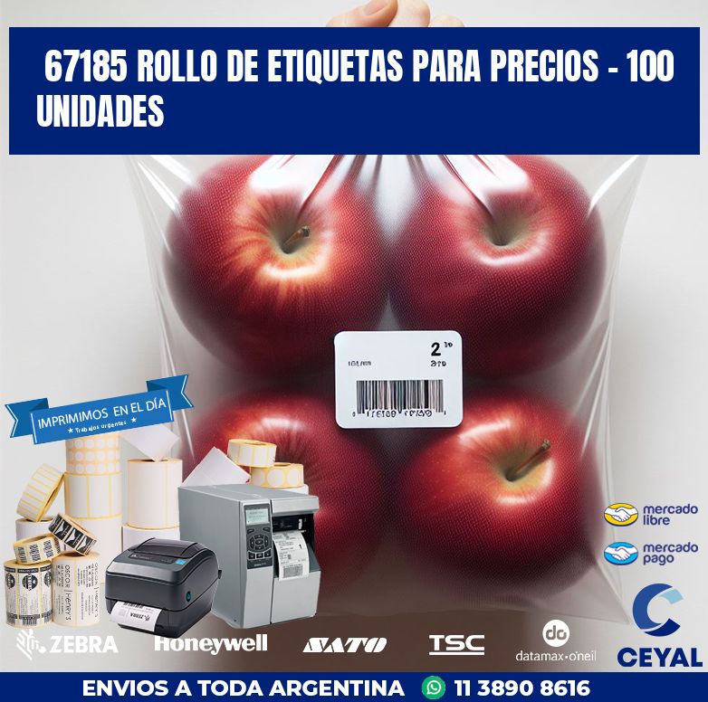 67185 ROLLO DE ETIQUETAS PARA PRECIOS - 100 UNIDADES