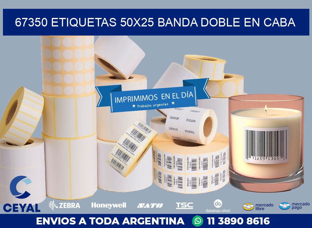 67350 ETIQUETAS 50X25 BANDA DOBLE EN CABA