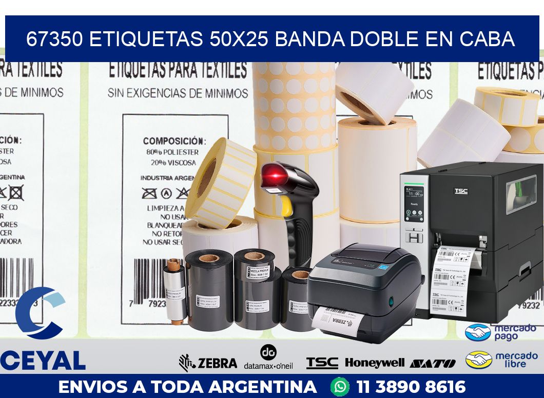 67350 ETIQUETAS 50X25 BANDA DOBLE EN CABA