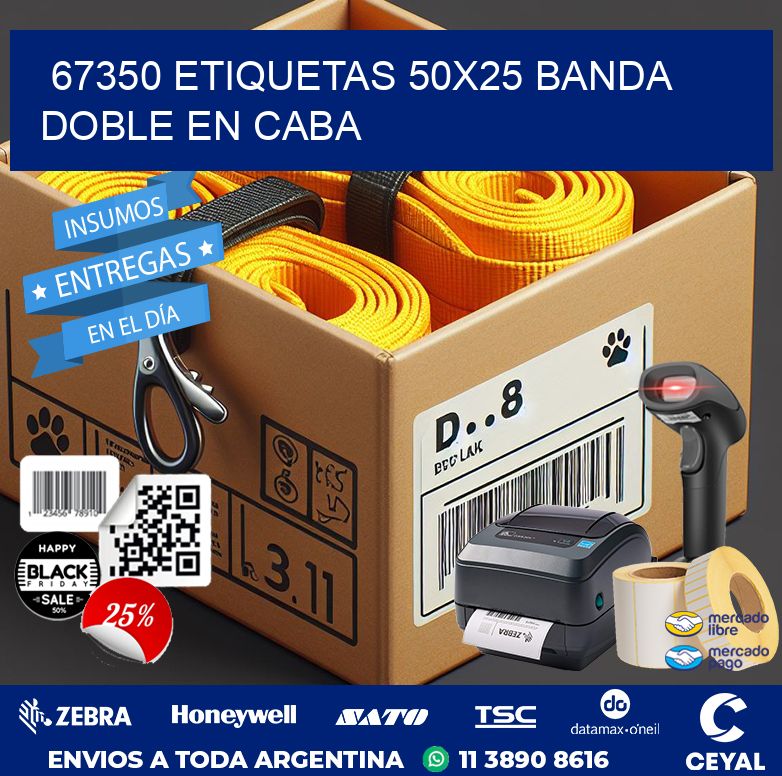 67350 ETIQUETAS 50X25 BANDA DOBLE EN CABA