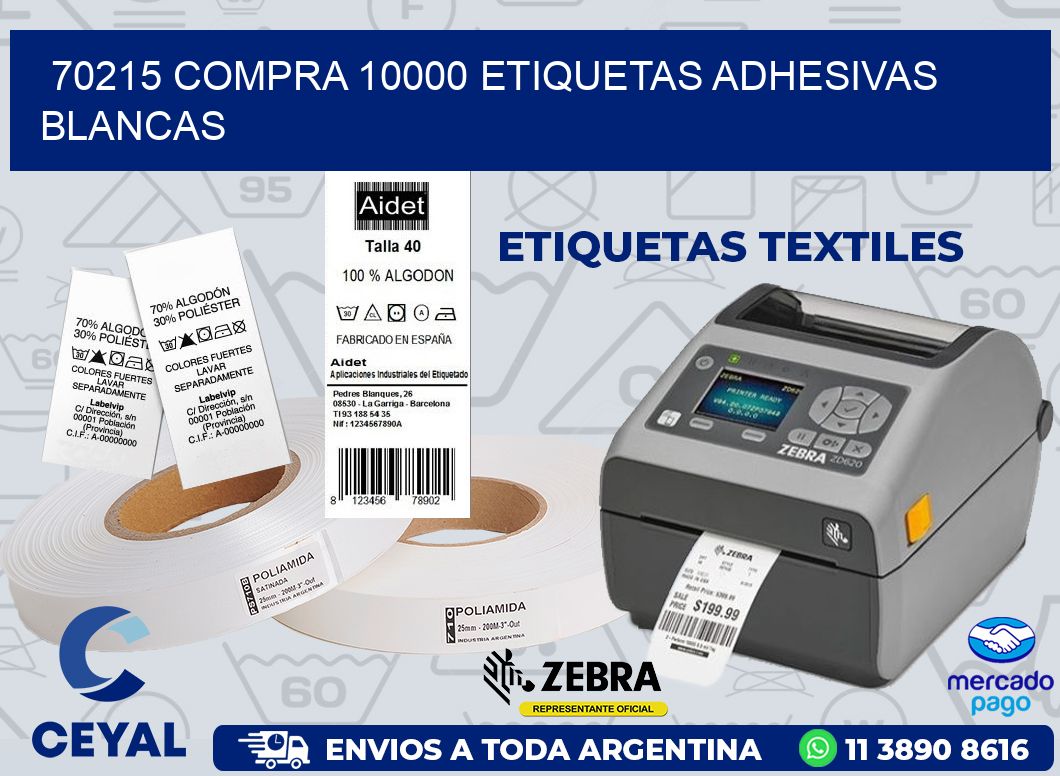 70215 COMPRA 10000 ETIQUETAS ADHESIVAS BLANCAS