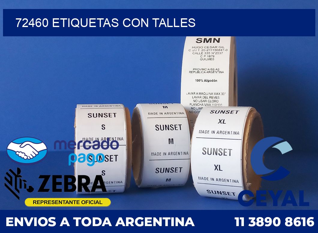 72460 ETIQUETAS CON TALLES