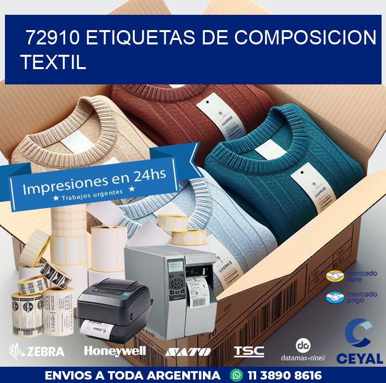 72910 ETIQUETAS DE COMPOSICION TEXTIL