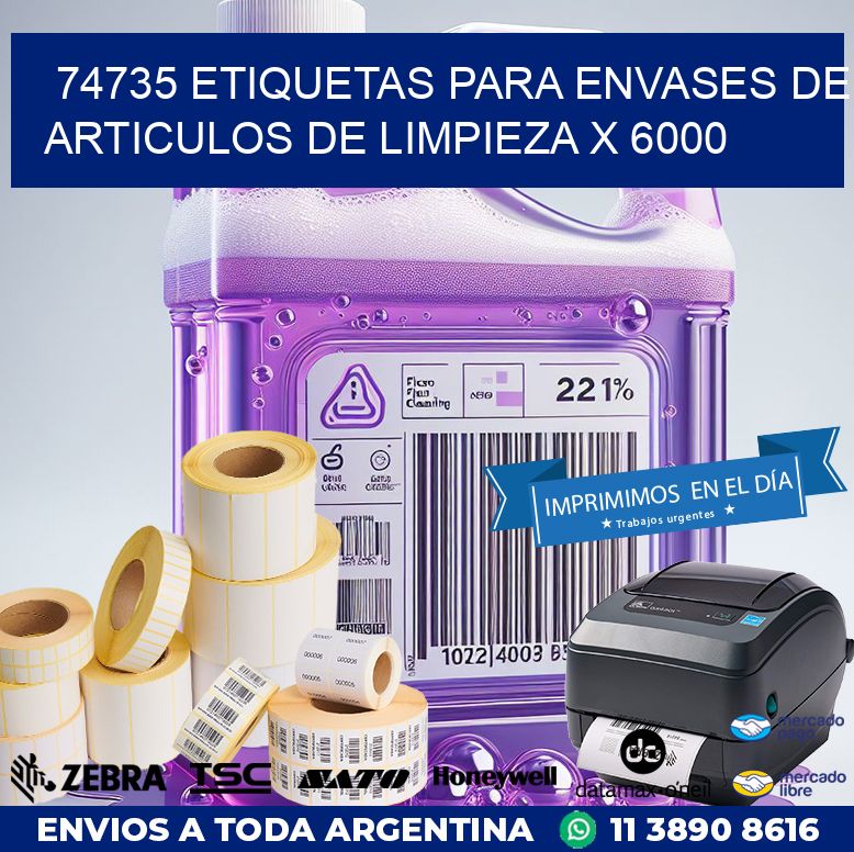 74735 ETIQUETAS PARA ENVASES DE ARTICULOS DE LIMPIEZA X 6000