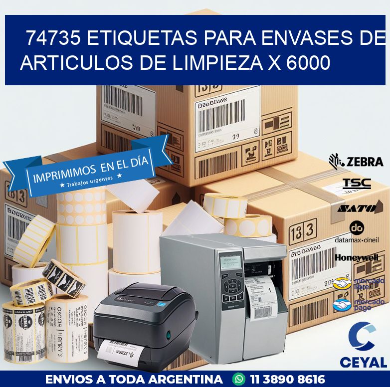 74735 ETIQUETAS PARA ENVASES DE ARTICULOS DE LIMPIEZA X 6000