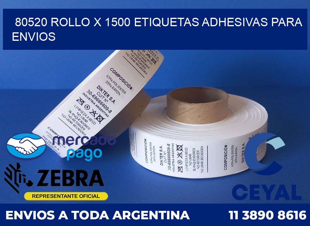 80520 ROLLO X 1500 ETIQUETAS ADHESIVAS PARA ENVIOS