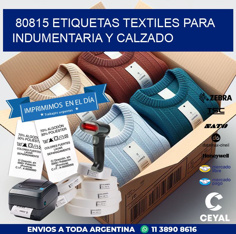 80815 ETIQUETAS TEXTILES PARA INDUMENTARIA Y CALZADO